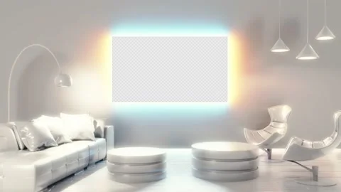 Room with frame panel hanging on the wall. 3D render with Alpha Channel inluded. Stock Footage 144236290