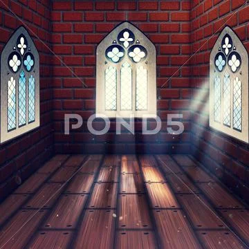 Room with Gothic Window Stock Illustration
