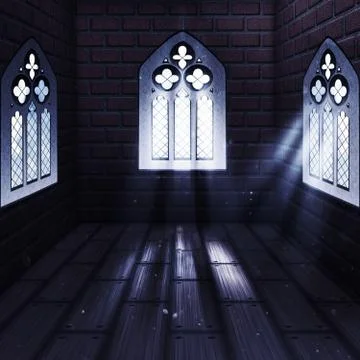 Room with Gothic Window 스톡 일러스트