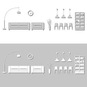Room in Home Vectors Set Stock-Illustration
