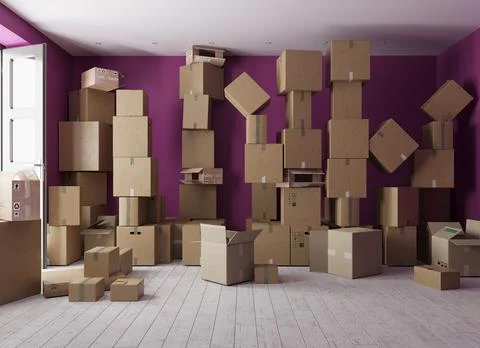 A room with a huge number of boxes. Stock Illustration