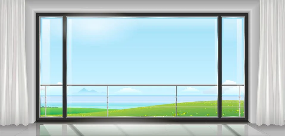 Room with a huge window Stock Illustration