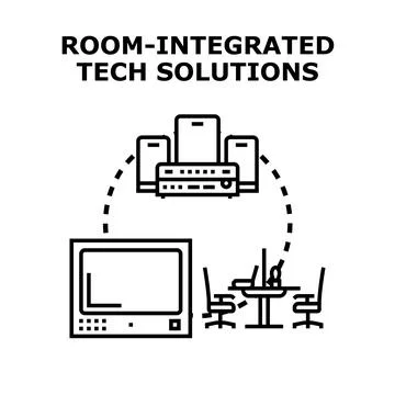 Room integrated technology solutions for smart environments Stock Illustration