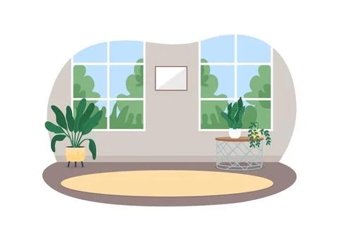 Room interior 2D vector web banner, poster Stock Illustration