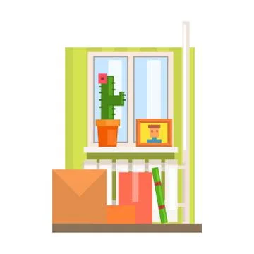 Room Interior With Boxes Ilustração Stock