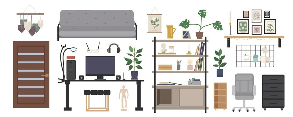 Room Interior Creator Kit Stock Illustration