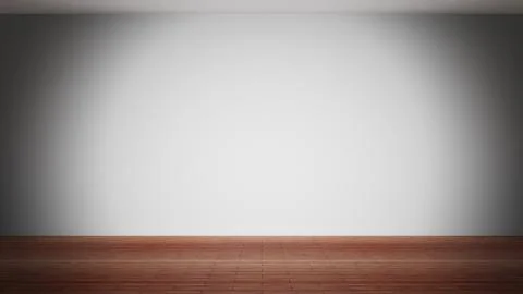 Room interior, empty white wall and wooden floor Ilustración de archivo