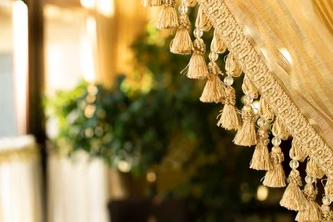 Room interior frame work wallpaper pattern of curtain material textured surfa Stock Photos