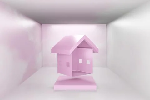 Room interior geometric polygon model holiday 3D Rendering. Stock Illustration