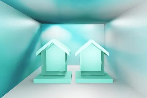 Room interior geometric polygon model holiday 3D Rendering. Stock Illustration