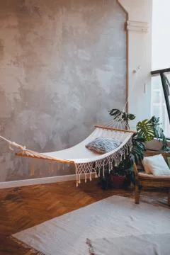 Room interior with  hammock Stock Photos