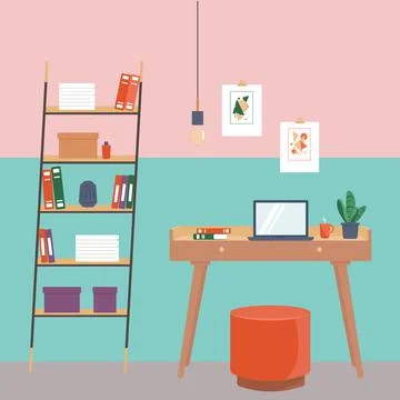 Room interior. Home office Stock Illustration