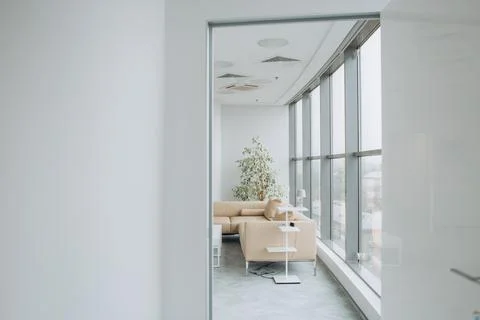 Room interior office corner window soft light Stock Photos