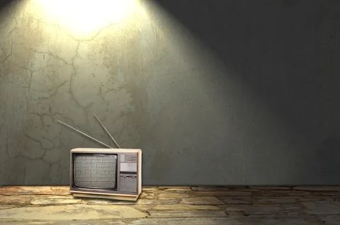 Room interior with old television Stock Illustration