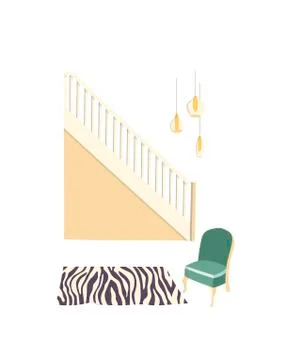 Room interior vector illustration of retro corridor or hallway entrance with  Stock Illustration