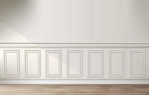 Room interior with white classic wall panel Illustrazione stock