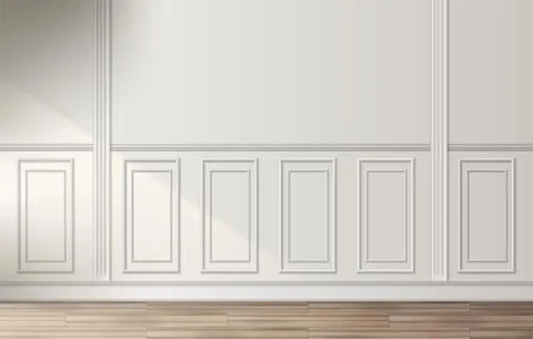 Room interior with white classic wall panel Illustrazione stock