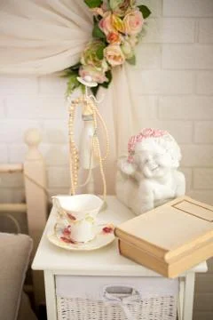 Room interior with white statue Stock Photos
