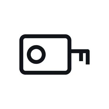 Room Key Card Black White Line Icon Editable Stroke Vector Symbol Stock Illustration