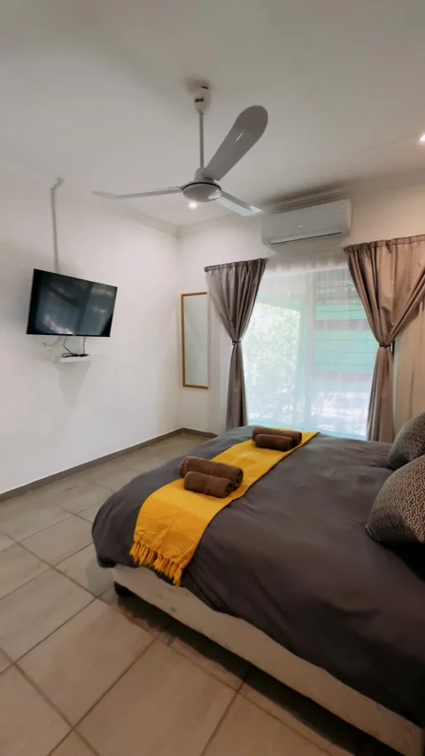 A room with a king-size bed Stock Footage 325453959