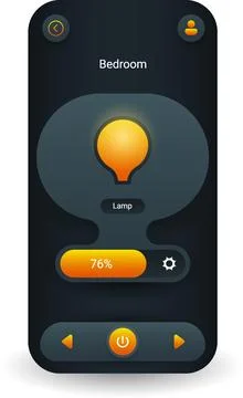 Room Lamp Control App Interface With Brightness Adjustment And Power Button Stock Illustration