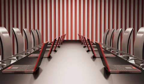 Room with laptops on the table 3d Stock Illustration