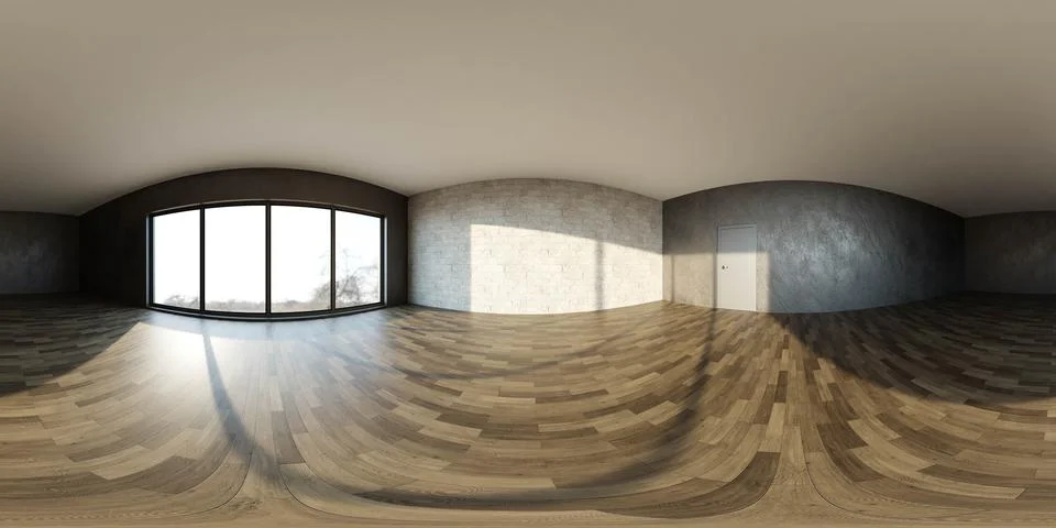 Room with large window 3d render illustration Stock Illustration