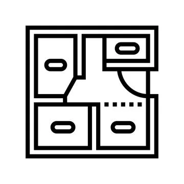 Room layout planning interior designer line icon vector illustration Illustrazione stock