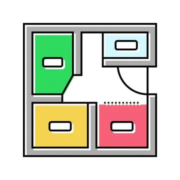 Room layout planning interior designer color icon vector illustration Stock Illustration