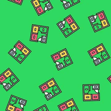 Room layout planning interior designer vector seamless pattern Stock Illustration