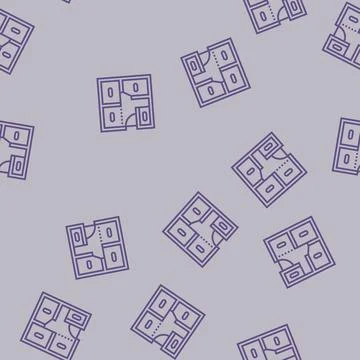 Room layout planning interior designer line seamless pattern Stock Illustration