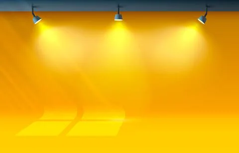 Room light studio, presentation scene illuminated, orange background. Vector Stock Illustration