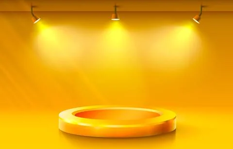 Room light studio, presentation scene illuminated, orange background. Vector Stock Illustration