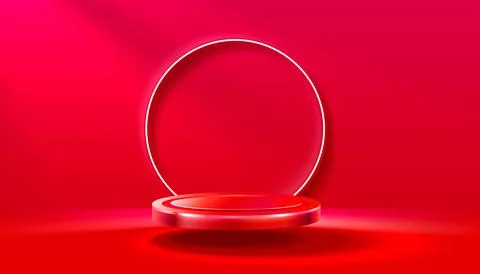 Room light studio, presentation scene illuminated, red background. Vector Stock Illustration