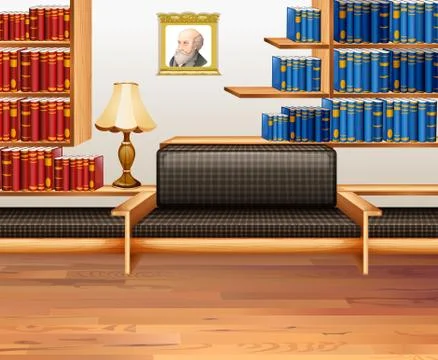 Room with lots of bookshelves Stock Illustration