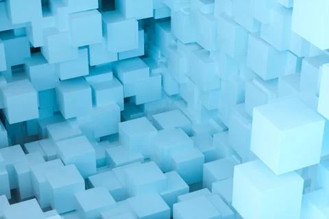 The room made of cubes, in three-dimensional space, 3d rendering. Stock Illustration