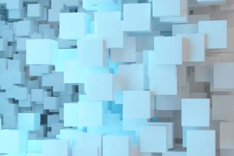 The room made of cubes, in three-dimensional space, 3d rendering. Stock Illustration