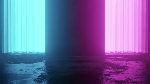 Room With Moving Holographic Glowing Elements 3D Render 4K Video Video stock 246983565
