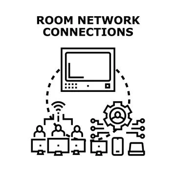 Room network connections digital technology managing systems Stock Illustration