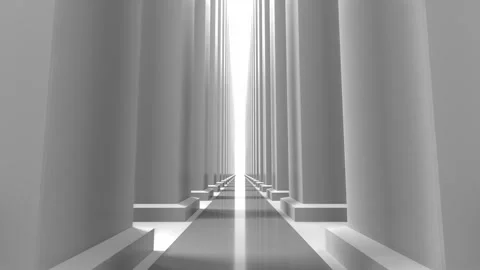 A room or corridor with columns in white tones. Stock Footage 300947386
