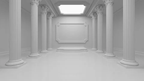 A room or corridor with columns in white tones. Video stock 300947416