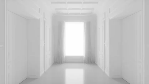 A room or corridor with columns in white tones. Video stock 302497342