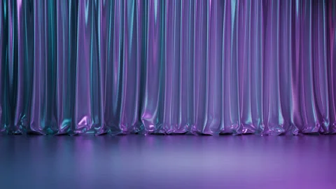 Room or studio for product display animation. satin fabric curtain, 3d render Stock Footage 274485258