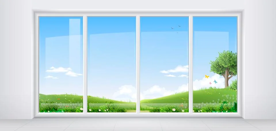 Room with panoramic window Stock Illustration