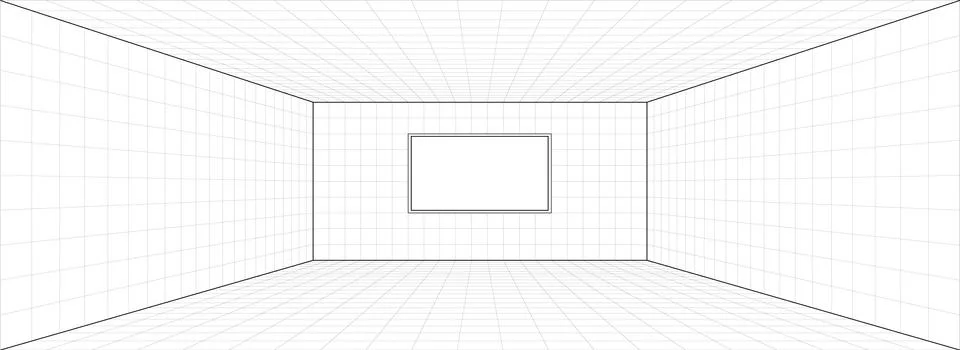 Room perspective grid background 3d Vector illustration. Interior design model Stock Illustration