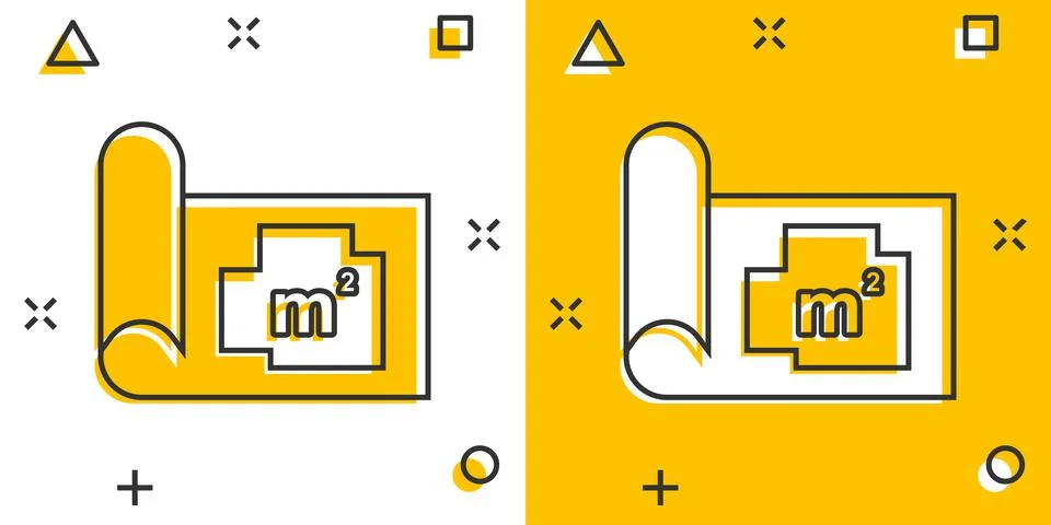 Room plan icon in comic style. Blueprint cartoon vector illustration on white Stock Illustration