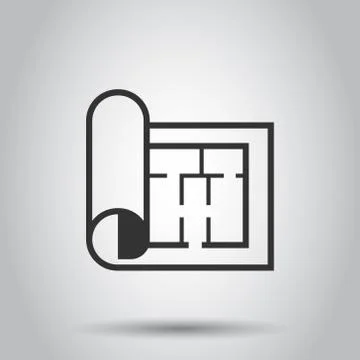 Room plan icon in flat style. Blueprint vector illustration on white isolated Stock Illustration