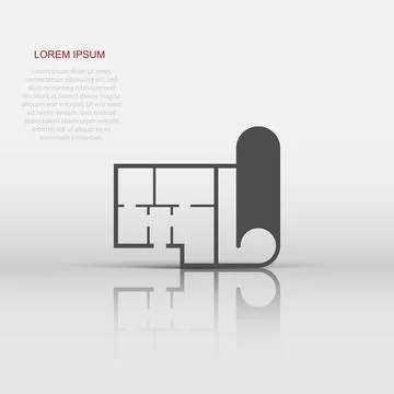 Room plan icon in flat style. Blueprint vector illustration on white isolat.. Stock Illustration