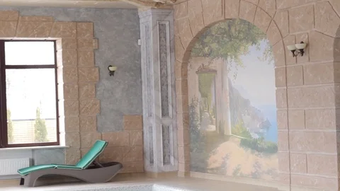 Room with a pool and beautiful decor Stock-Footage 88138049