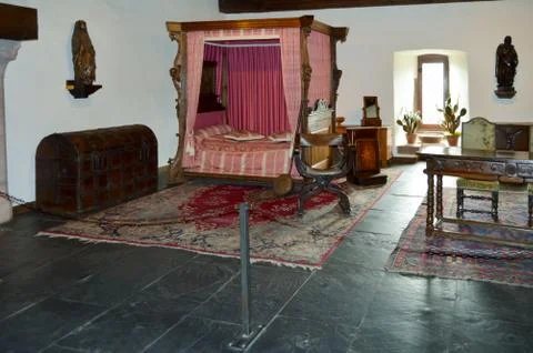 Room with a red canopy Stock Photos